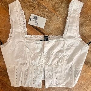 NWT Forever 21 White Lace Cropped Tank Top